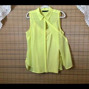 💵Bright sheer sleeveless blouse & cami Not worn